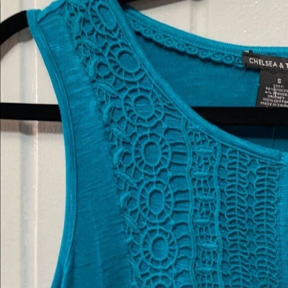 NWT Chelsea & Theodore Teal crochet front Tunic S - Picture 6 of 12